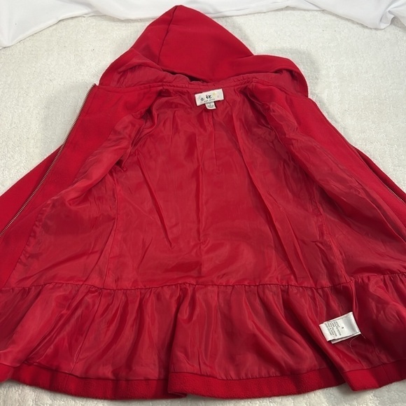 IZ Amy Byer red hooded zip up pea coat jacket size 5 - Picture 5 of 8